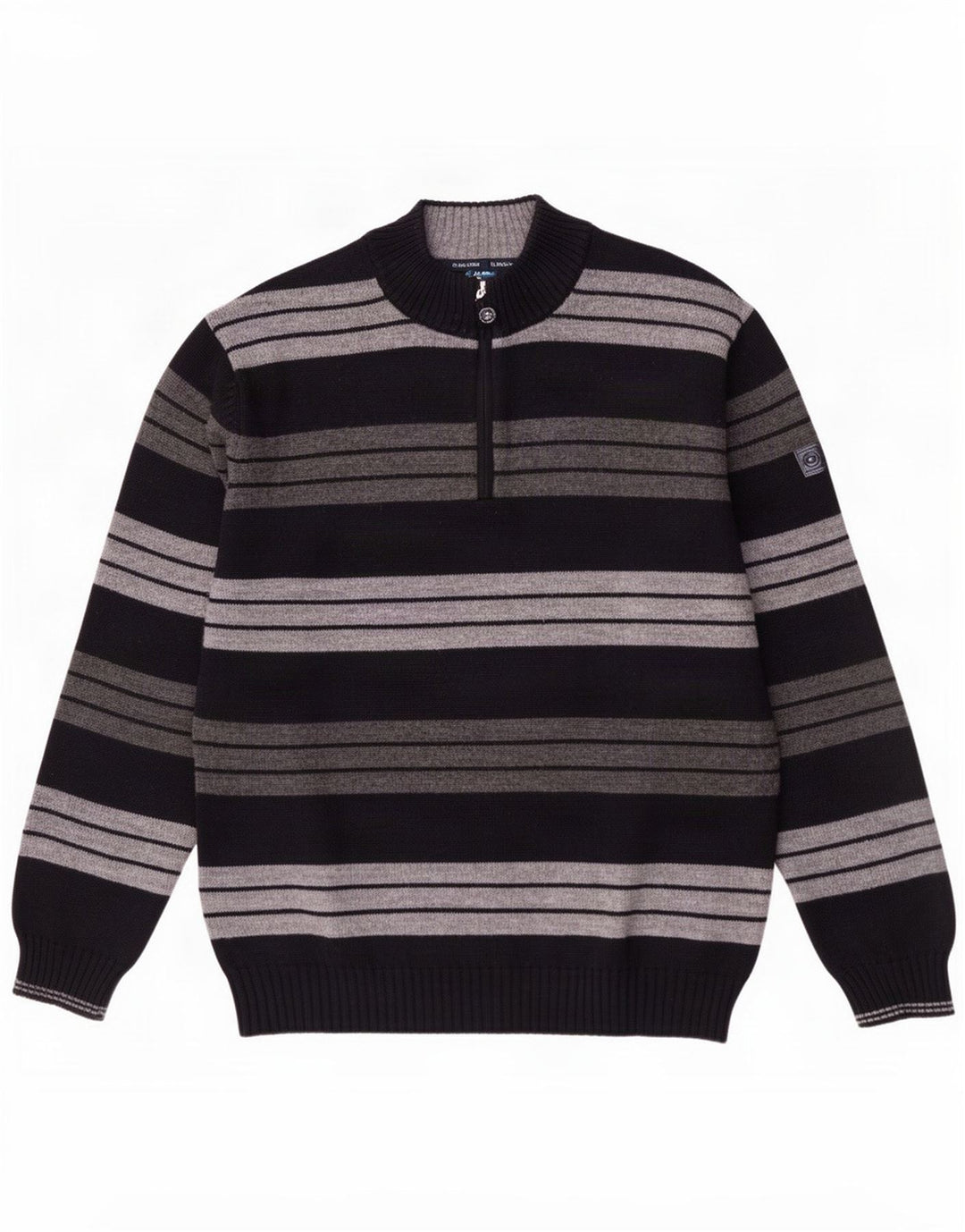Il Granchio Herre Zip Neck Jumper Sweater Stor Marineblå Stribet