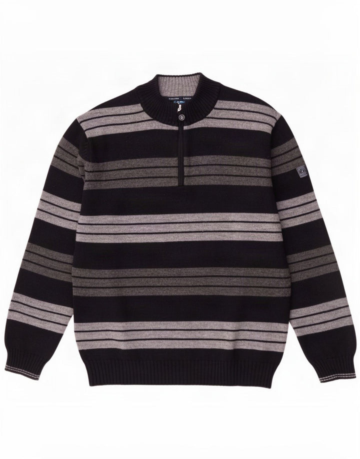 Il Granchio Herre Zip Neck Jumper Sweater Stor Marineblå Stribet