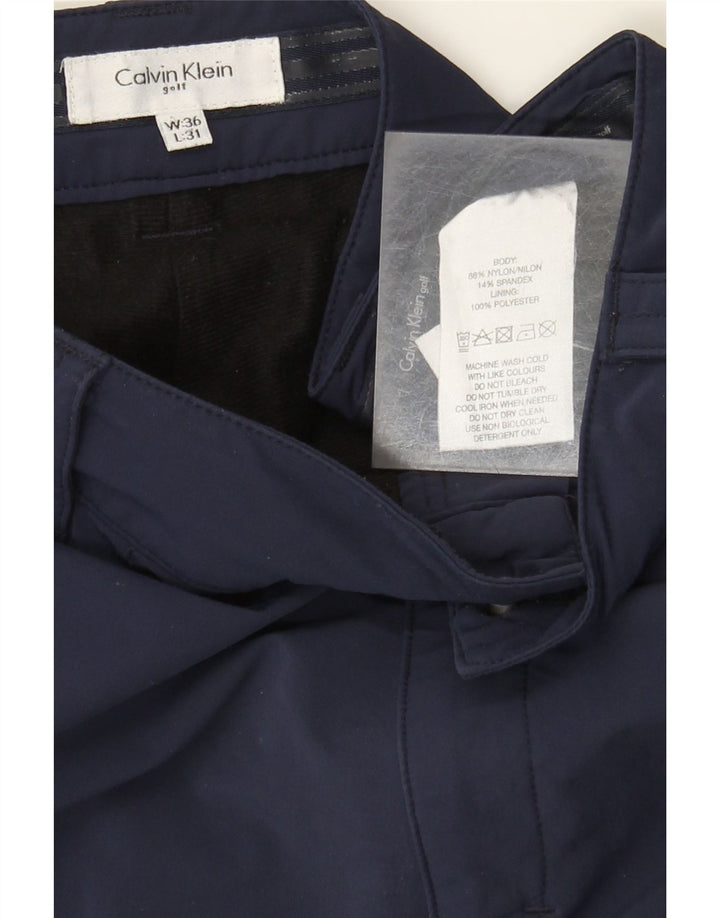 Calvin Klein Lige Chinobukser til mænd W36 L28 Marineblå nylon