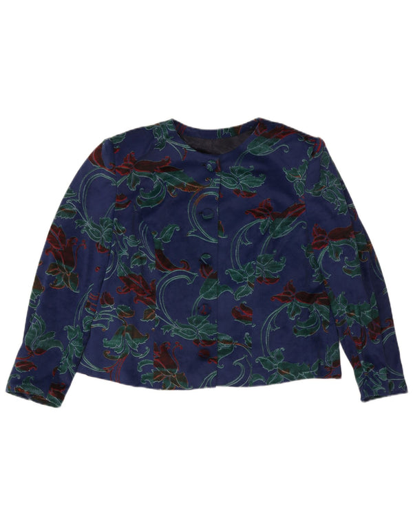 Vintage dame cardigan top UK 14 Large Blue Floral