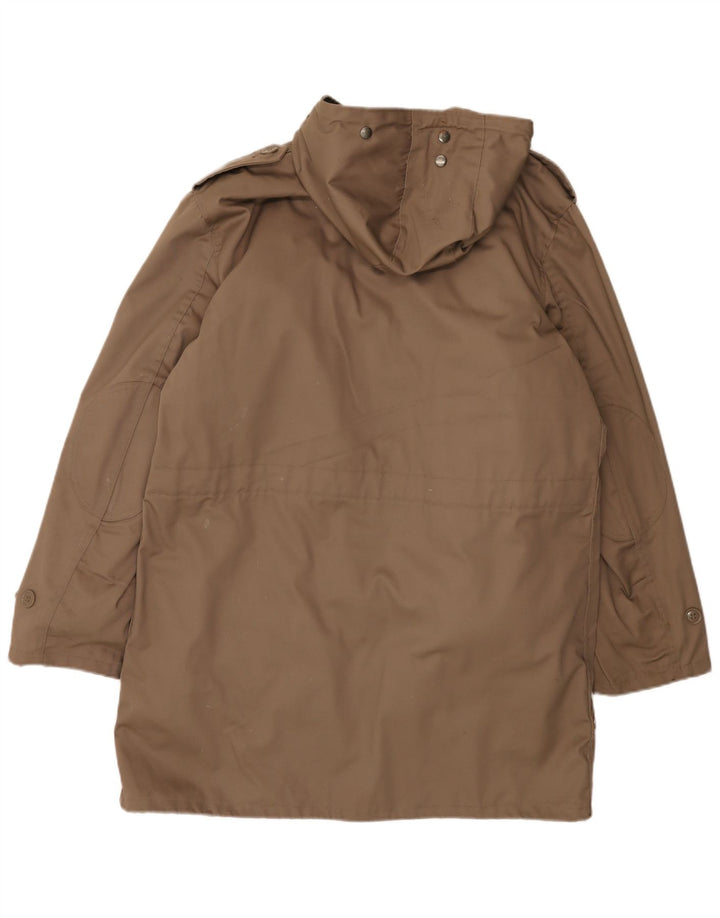 Vintage Herre Hætte Military Parka Jacket IT 54 2XL Beige Polyester