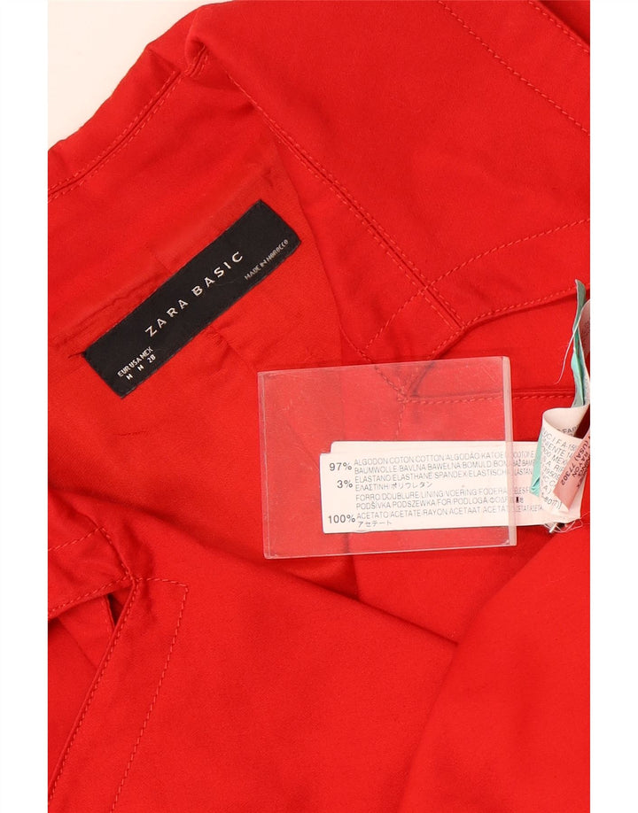 Zara Womens Short Pea Coat UK 14 Medium Red Bomuld