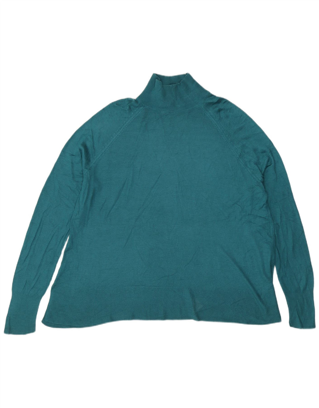 Zara Dame Turtle Neck Jumper Sweater UK 14 Medium Green Viscose