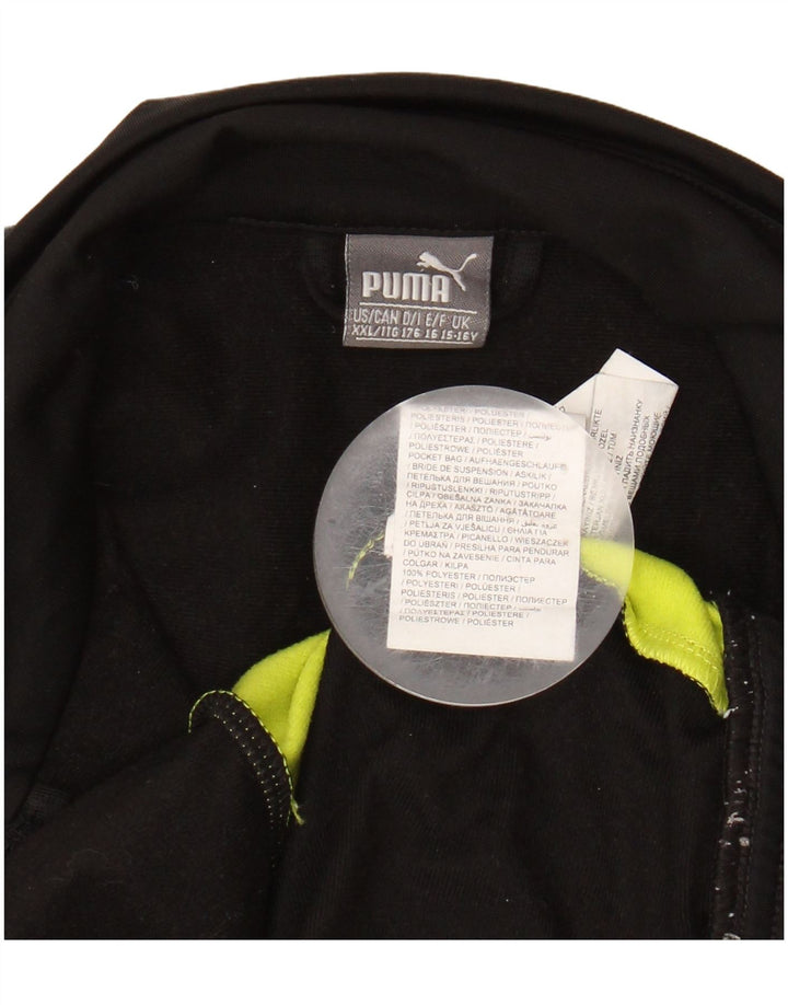 PUMA Boys Graphic Tracksuit Top Jacket 15-16 Years Black Colourblock