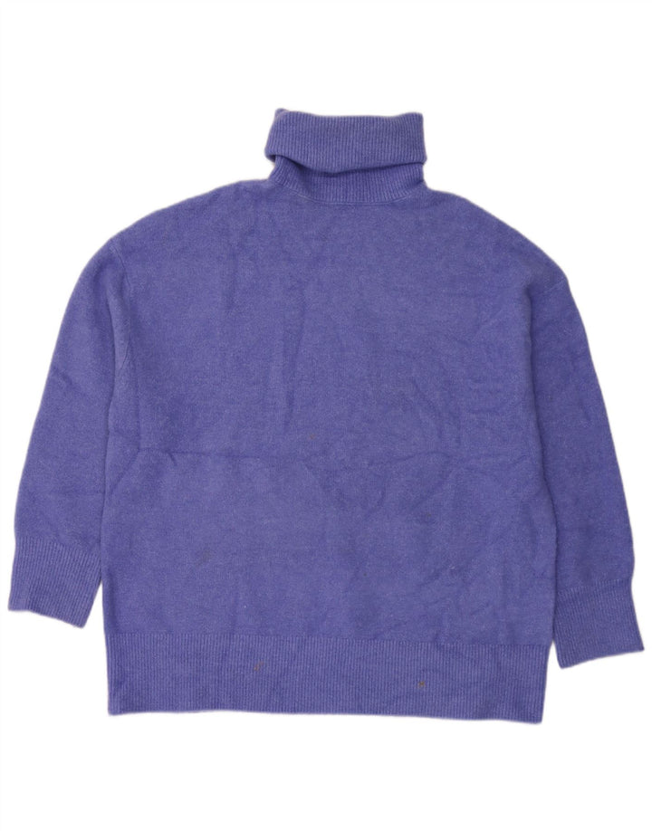 Zara Dame Oversized Roll Neck Jumper Sweater UK 14 Medium Blue Acryl