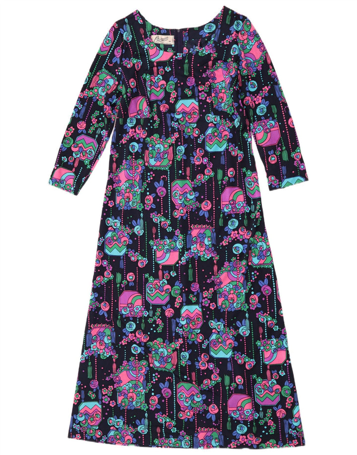 Vintage Dame Maxi A-Line Kjole IT 44 Medium Multicolored Floral Retro