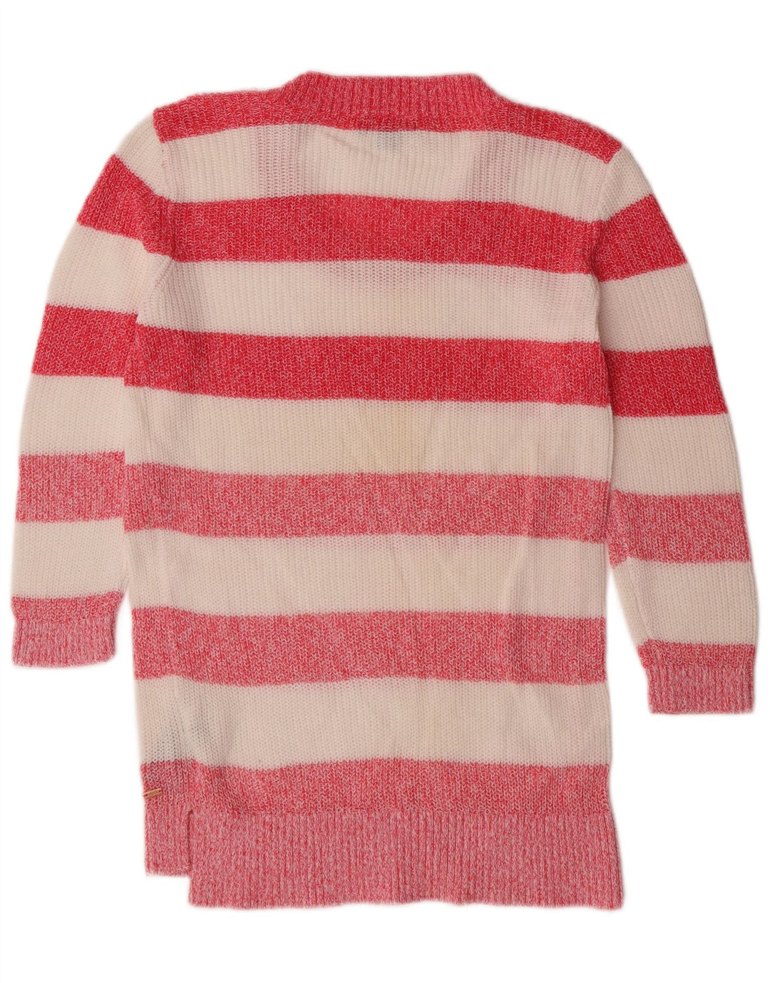 TOMMY HILFIGER Dame Boat Neck Jumper Sweater UK 10 Small Pink Stribet
