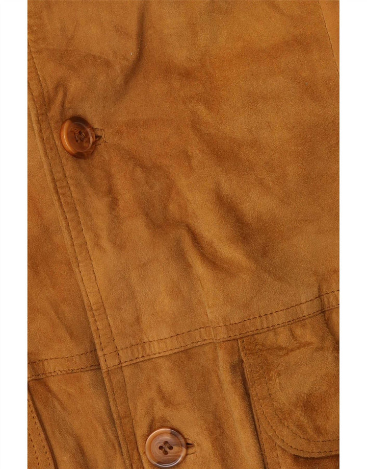 Vintage herre ruskind bomberjakke IT 54 2XL beige læder