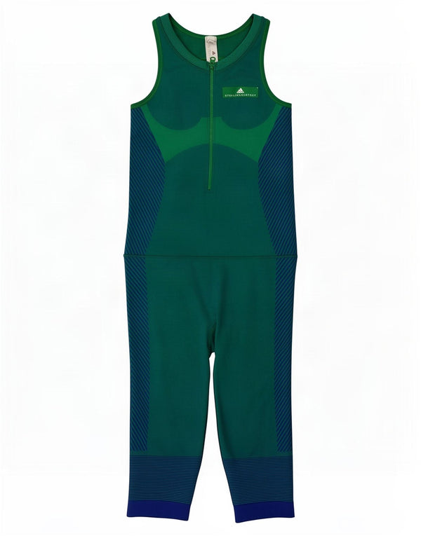 Adidas Dame Ærmeløs Jumpsuit UK 8 Small Green Colourblock Nylon