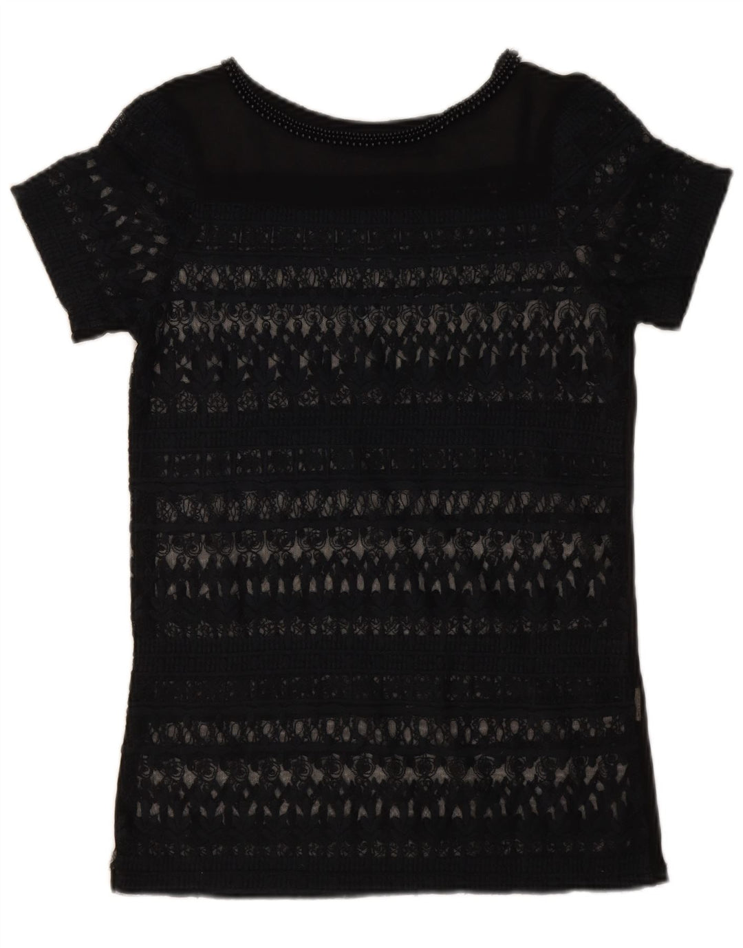 Zara Dame Blonde Se Through Top UK 6 XS Navy Blue
