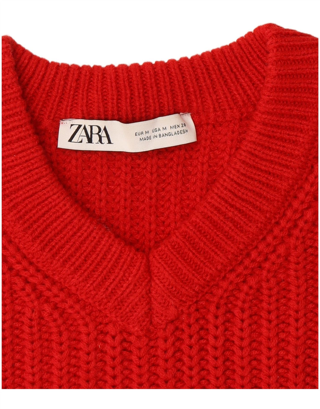Zara Kvinders Cropped Oversized V-hals Trøje UK 14 Medium Rød