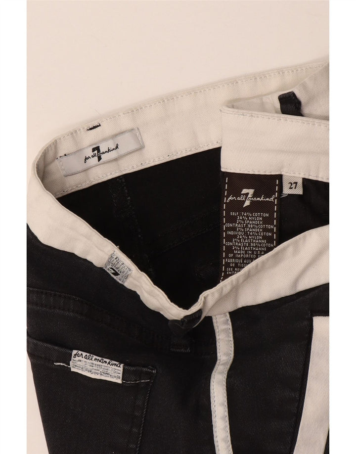 7 For All Mankind Womens Crop Skinny Jeans W27 L25 Sort Colourblock Bomuld