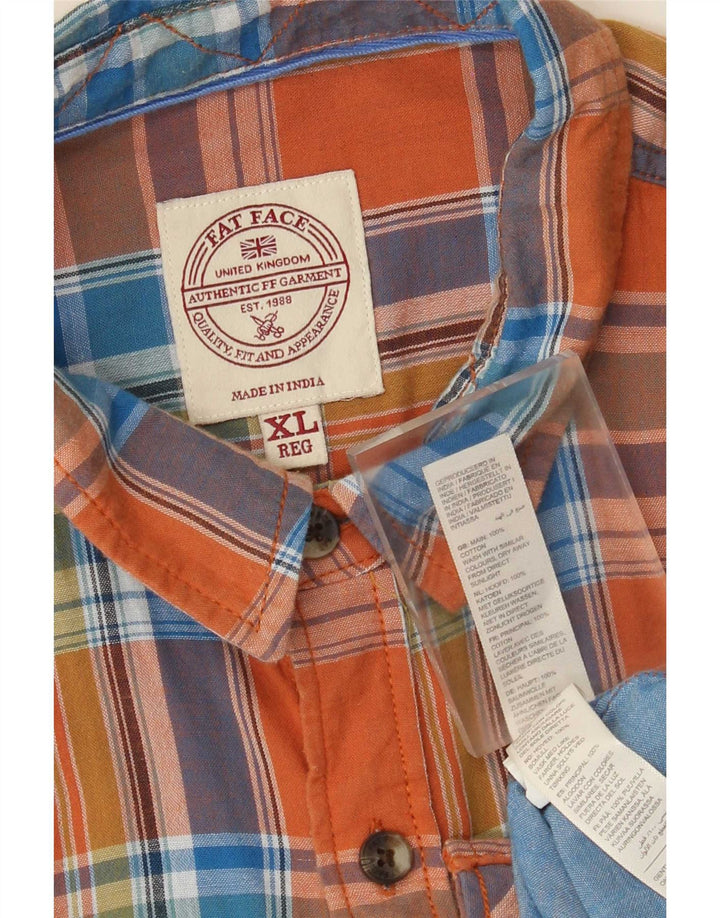 Fat Face Herre Flanellskjorte XL Orange Ternet Bomuld