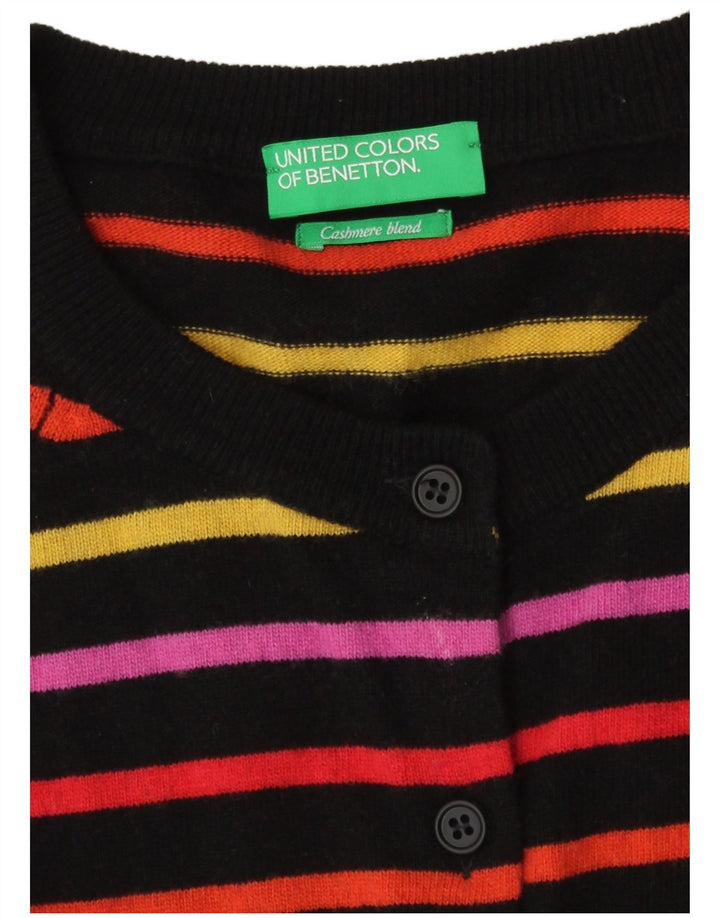 Benetton Dame Cardigan Sweater UK 14 Medium Flerfarvet Stribet