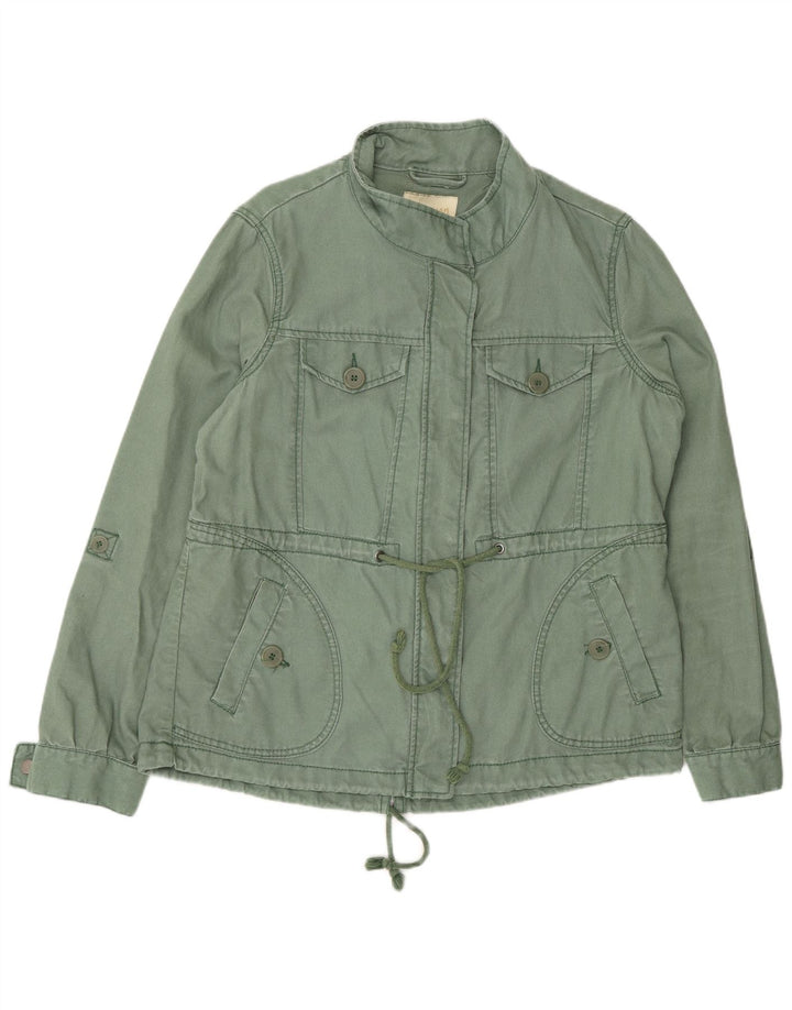 MONSOON Womens Utility Jacket UK 16 Large Green Ramie