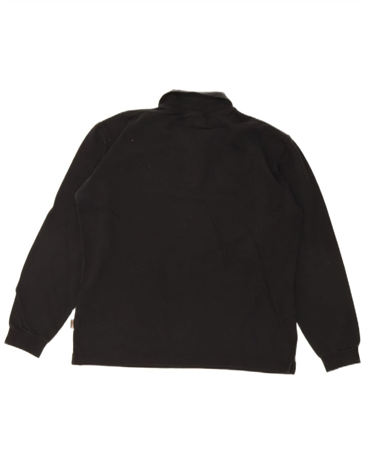 Rifle Langærmet herre poloshirt Medium sort bomuld