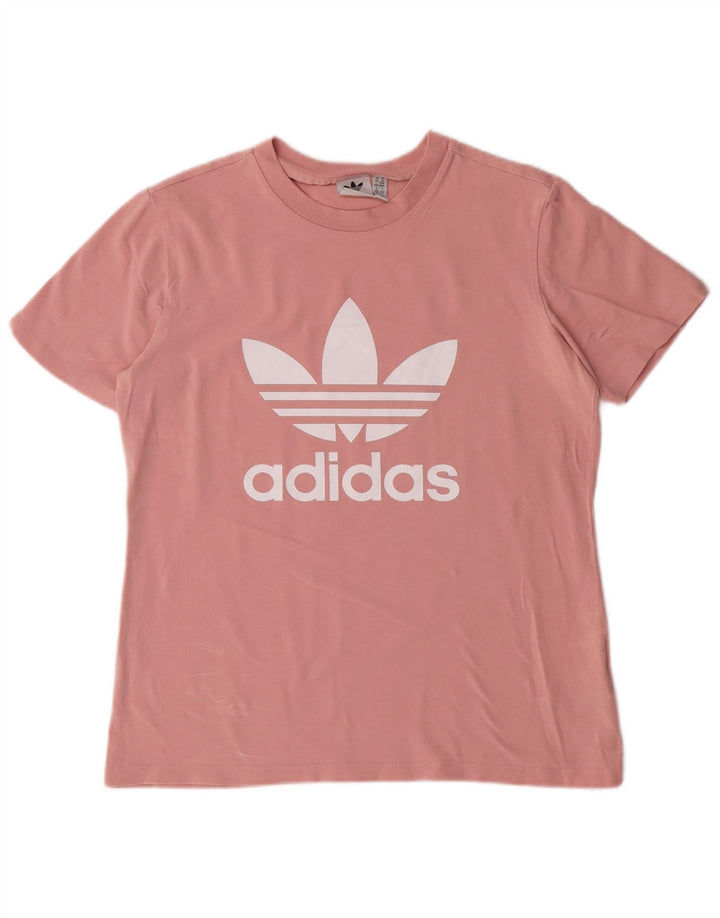 ADIDAS Grafisk T-shirt top til kvinder UK 14 Medium Pink Bomuld