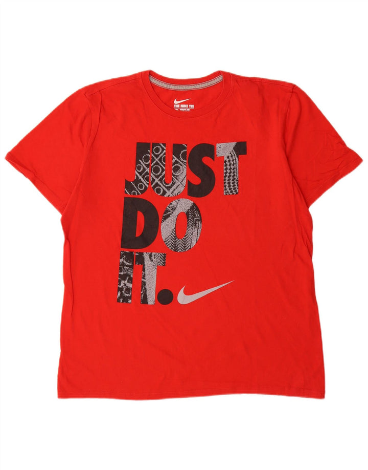 Nike Herre Athletic Cut Grafisk T-Shirt Top Stor Rød Bomuld