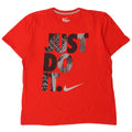 Nike Herre Athletic Cut Grafisk T-Shirt Top Stor Rød Bomuld