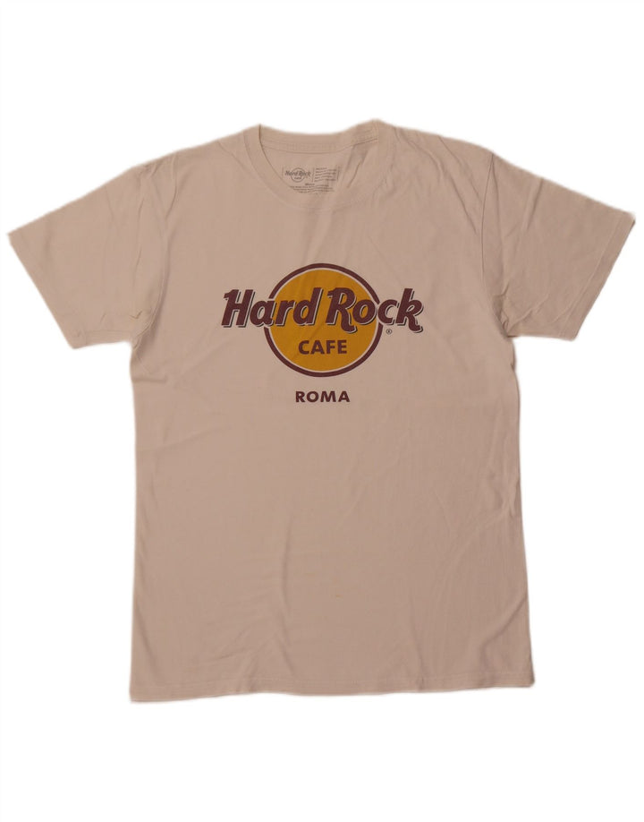 HARD ROCK CAFE Herre Roma Grafisk T-shirt Top Medium Off White Bomuld