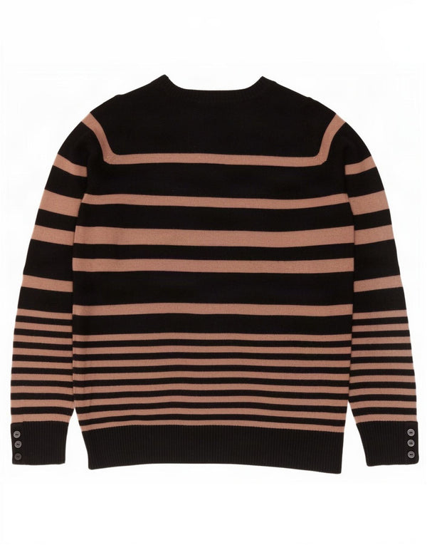 Marks & Spencer Womens V-Neck Jumper Sweater UK 14 Medium Black Striped