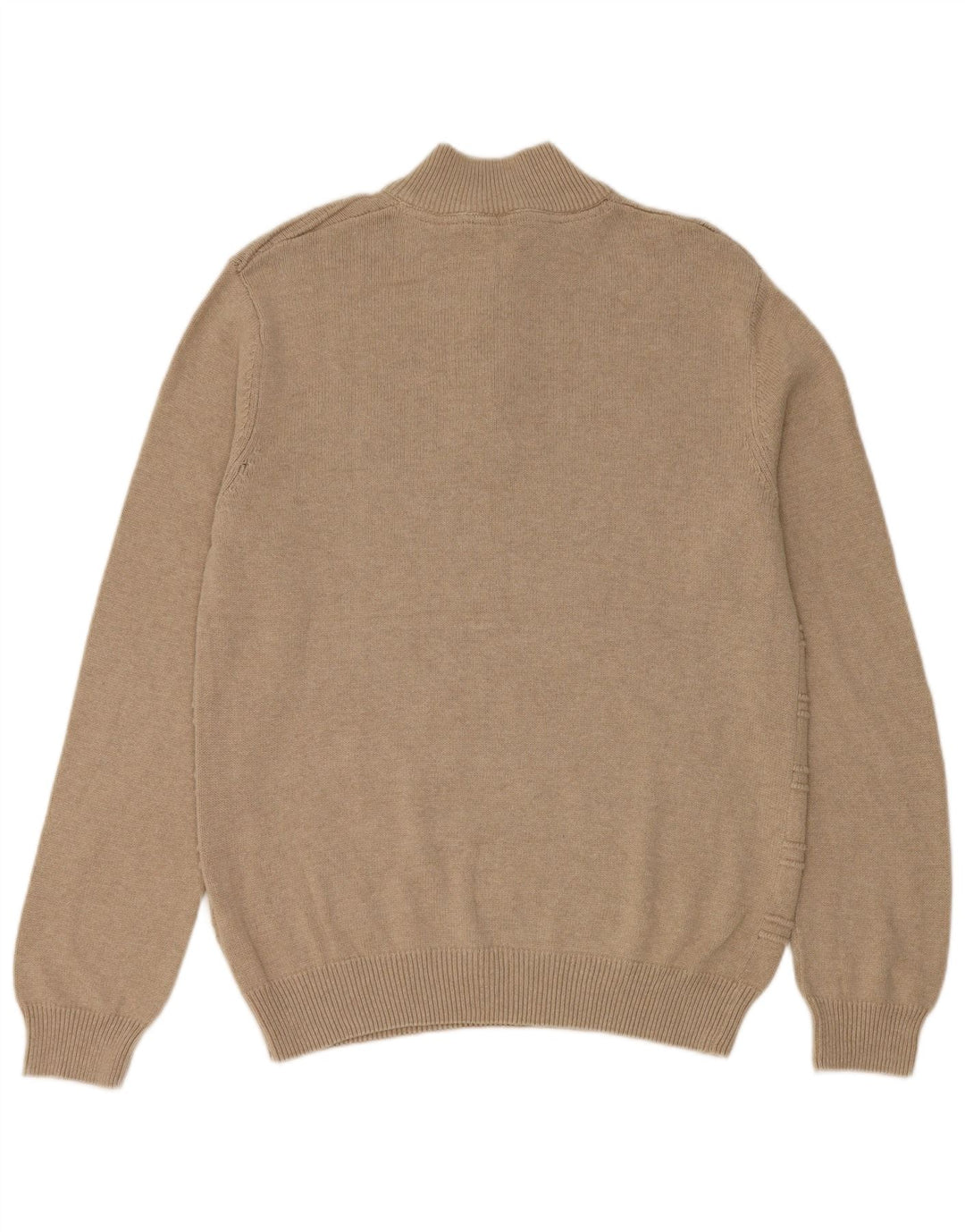 Besætningstøj Herre Regular Fit Zip Neck Jumper Sweater Medium Beige Bomuld