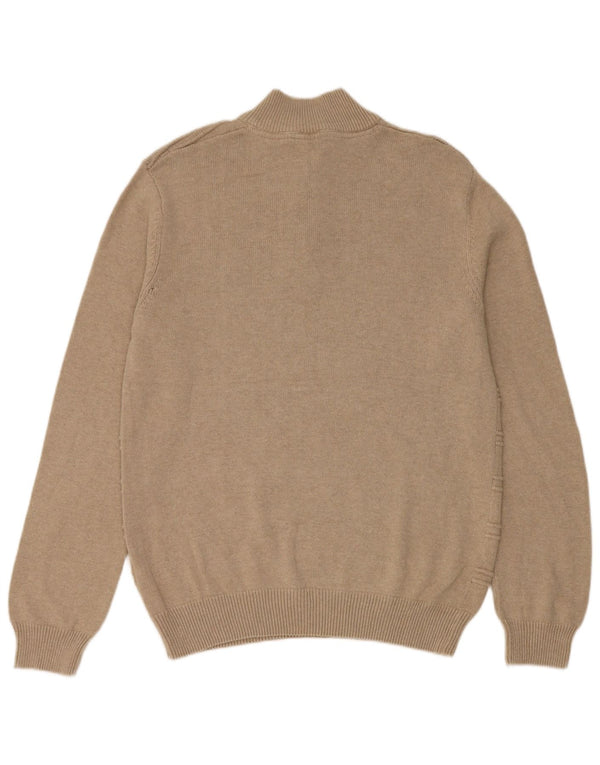 Besætningstøj Herre Regular Fit Zip Neck Jumper Sweater Medium Beige Bomuld