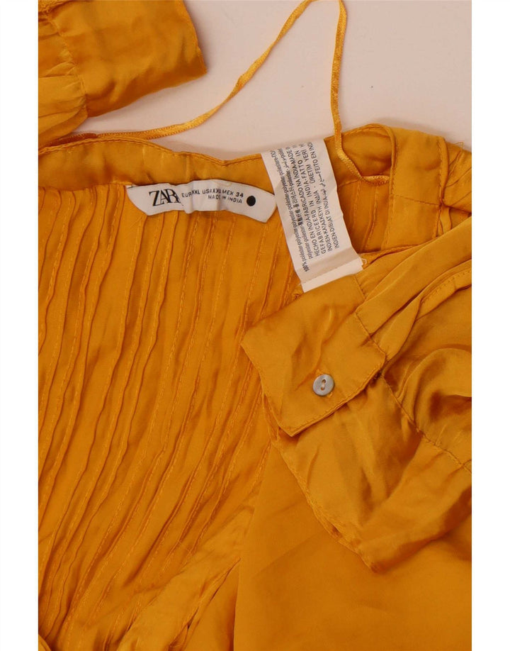 Zara skjortekjole til kvinder UK 20 2XL Gul Polyester