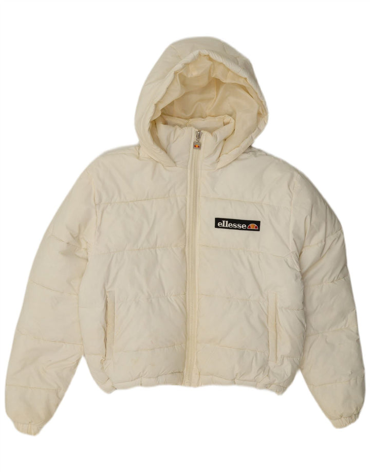 Ellesse Dame Hætte Oversized Polstret Jakke UK 8 Small Off White