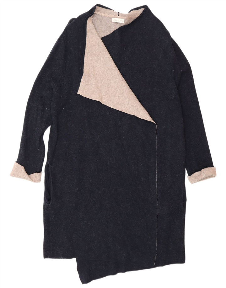 Monsoon Dame Longline Åben Cardigan Sweater UK 16 Large Navy Blue Bomuld