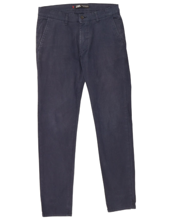 Zara Slim Chino-bukser til mænd EU 40 Medium W31 L30 Marineblå bomuld