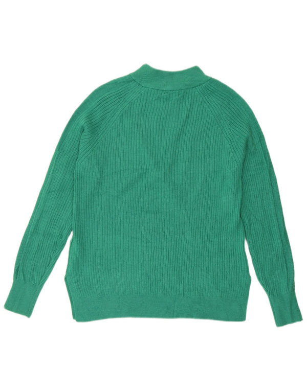 Zara Dame Zip Neck Jumper Sweater UK 10 Small Green Viscose