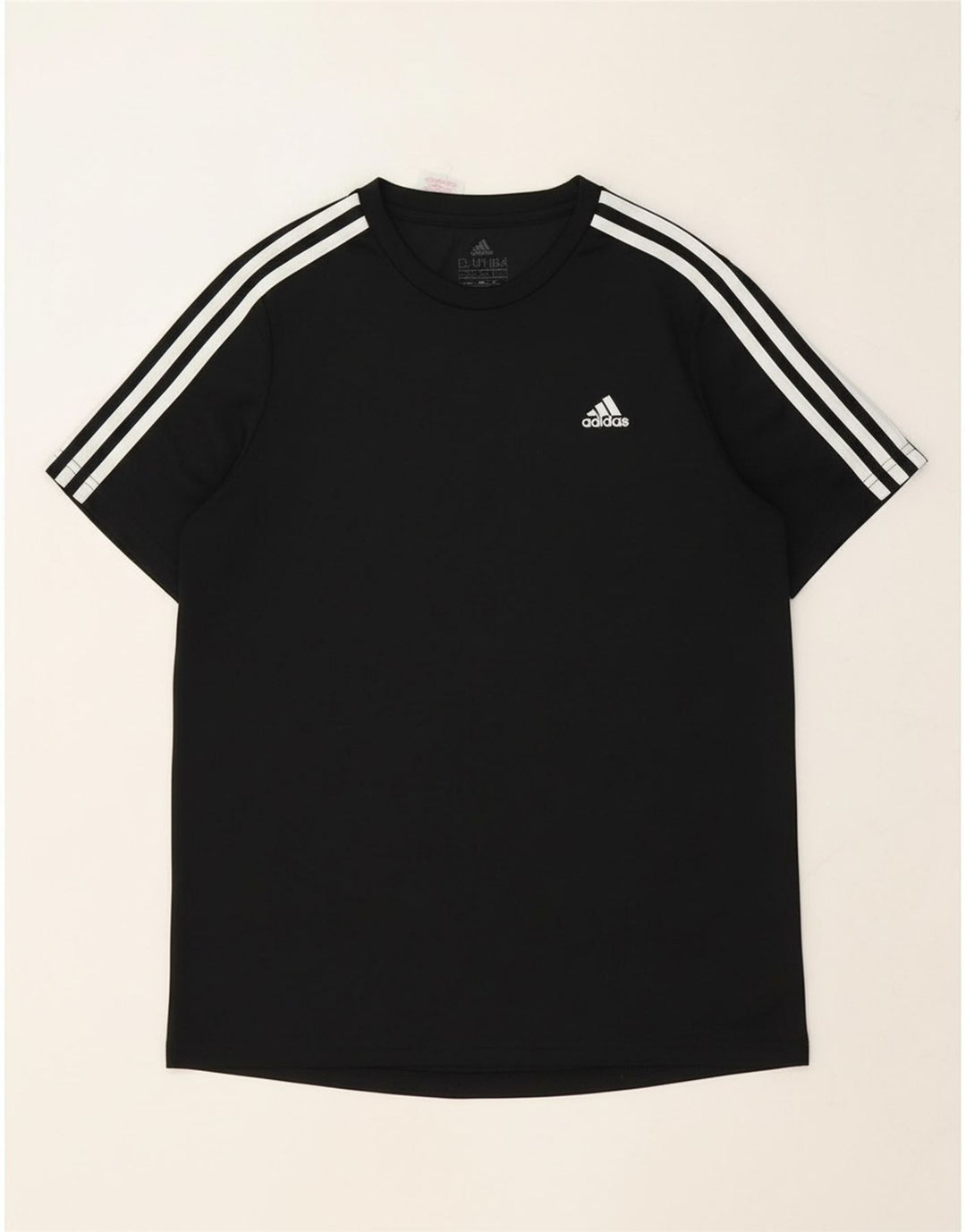ADIDAS Boys Aeroready T-Shirt Top 13-14 Years Black Polyester