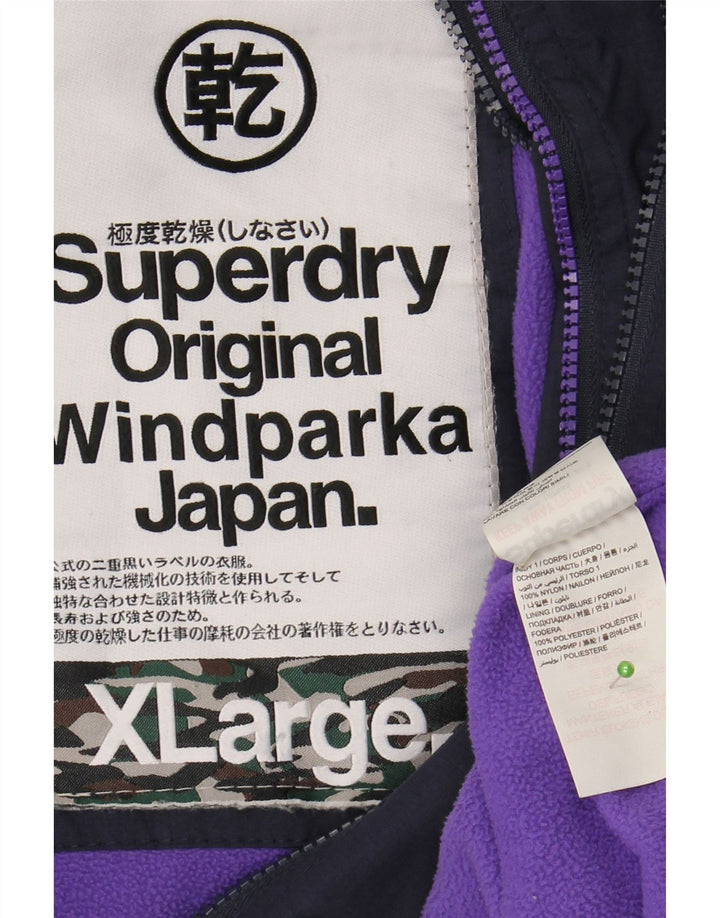 SUPERDRY Dame The windparka Graphic Parka Jacket UK 18 XL Navy Blue