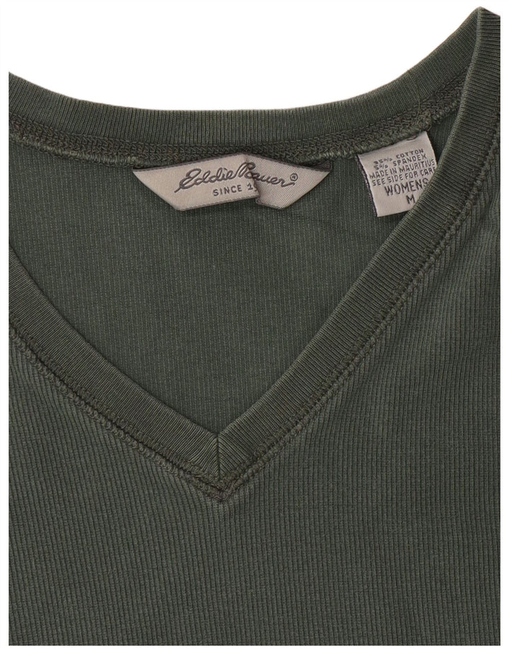 EDDIE BAUER Dame T-Shirt Top UK 14 Medium Grøn Bomuld