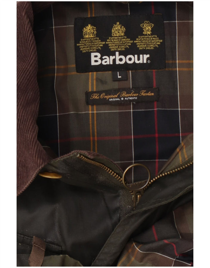 Barbour Herre vokset bomuldsjakke UK 40 Stor Khaki Colourblock