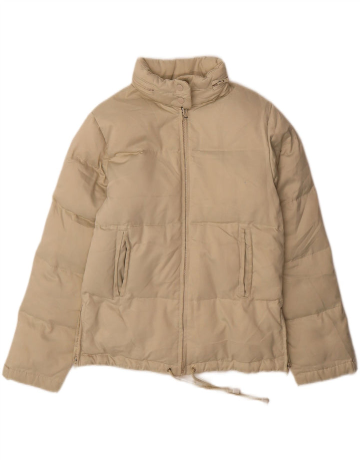 Zara Polstret hættejakke til kvinder EU 38 Lille beige polyester