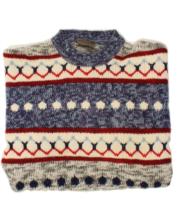 SEVRES Herre sweater med rund hals IT 50 Medium Blue Fair Isle Wool