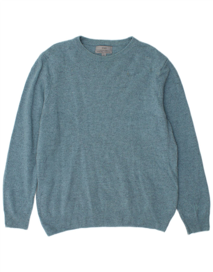 Marks & Spencer Herre sweater med rund hals, stor blå ny uld