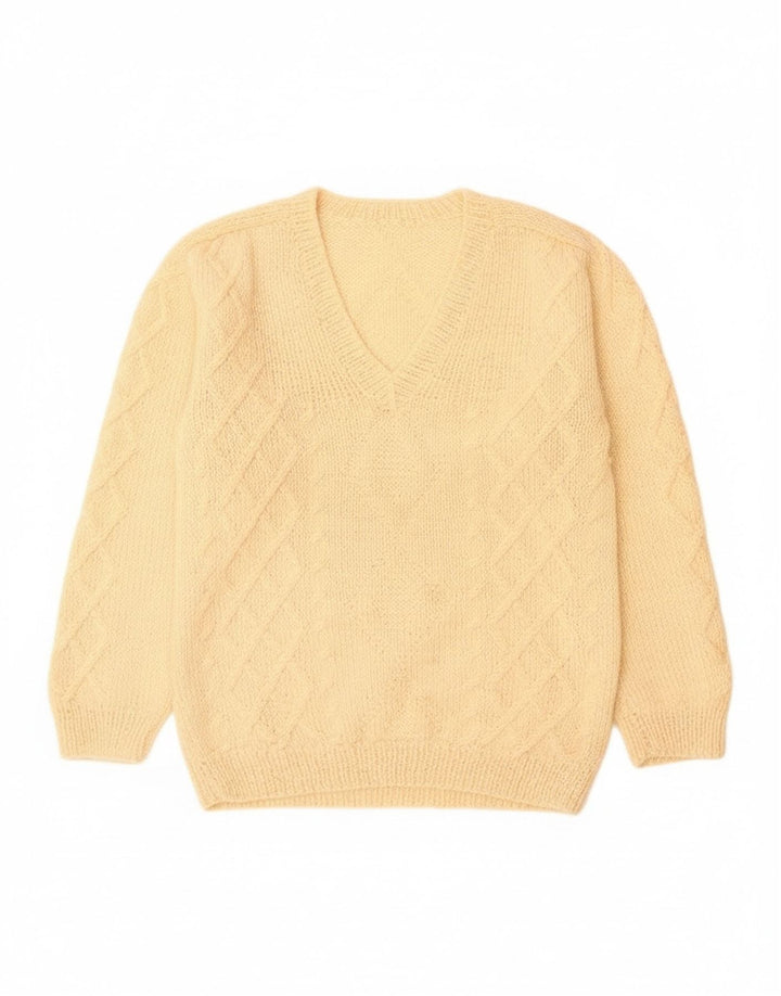 Vintage Herre V-hals sweater Stor Beige