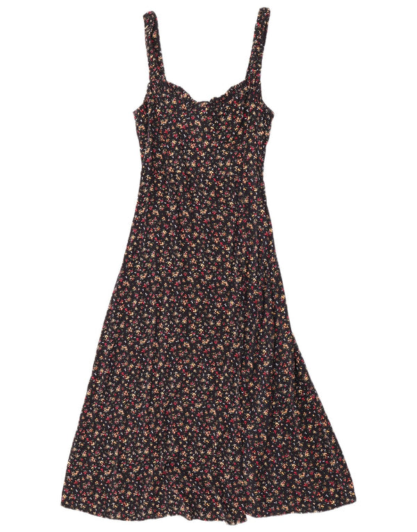 Zara Dame Oversized Ærmeløs A-Line Kjole UK 10 Small Black Floral