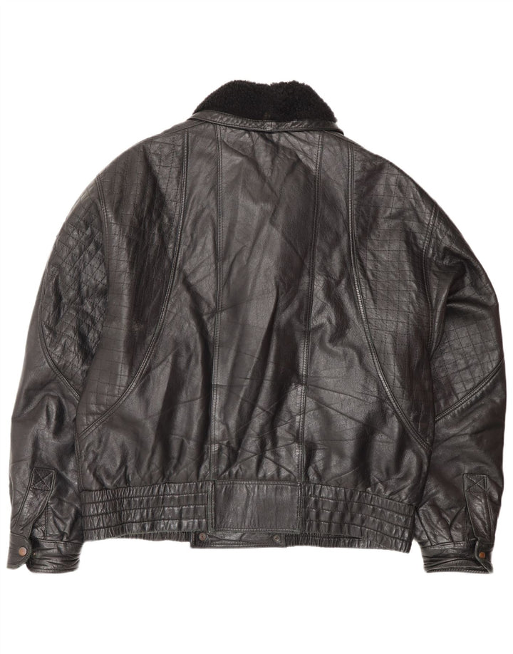 Vintage herre læderjakke IT 52 XL Sort