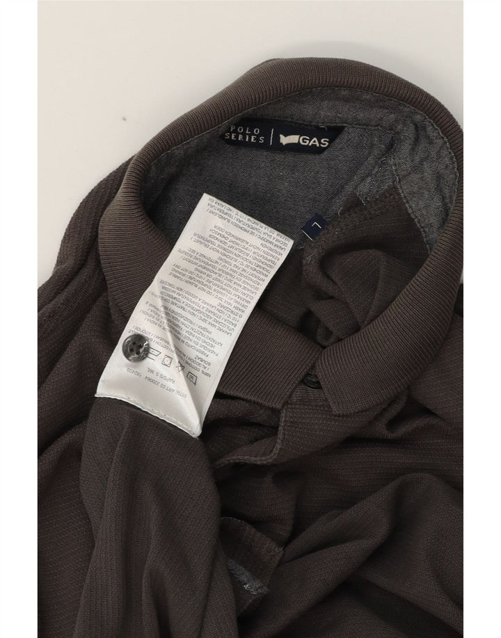 GAS Langærmet poloshirt til mænd, stor grå bomuld