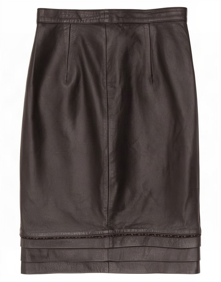 Fontanelli Dame Læder Nederdel IT 44 Medium W28 Sort