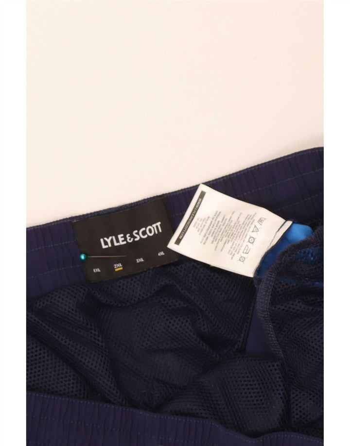 Lyle & Scott Badeshorts til mænd 2XL Navy Blue Colourblock Nylon