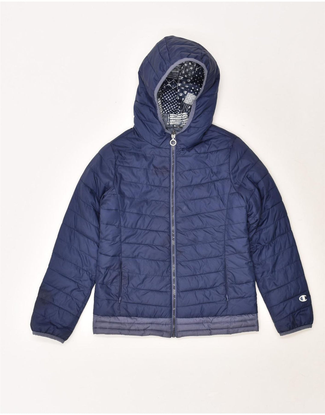 CHAMPION Girls Hooded Reversible Jacket 11-12 Years Medium  Navy Blue | Vintage Champion | Thrift | Second-Hand Champion | Used Clothing | Messina Hembry 