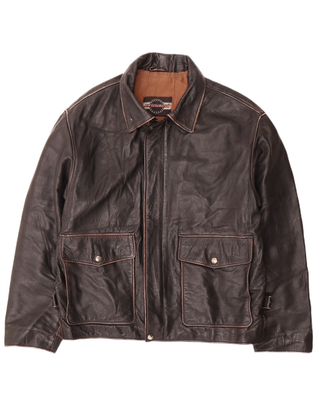 Vintage Herre Læderjakke IT 50 Large Sort