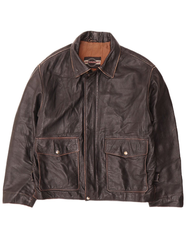 Vintage Herre Læderjakke IT 50 Large Sort
