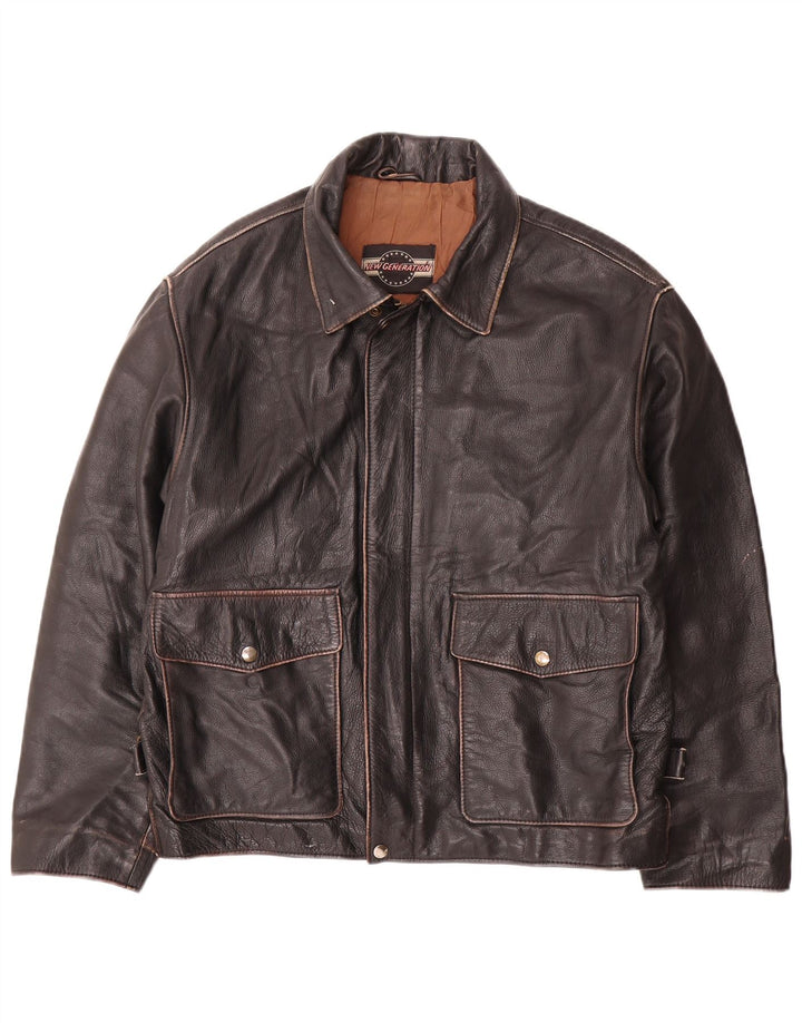 Vintage Herre Læderjakke IT 50 Large Sort