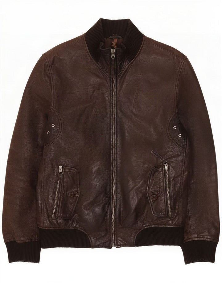 Vintage Herre Læderjakke UK 38 Medium Brun